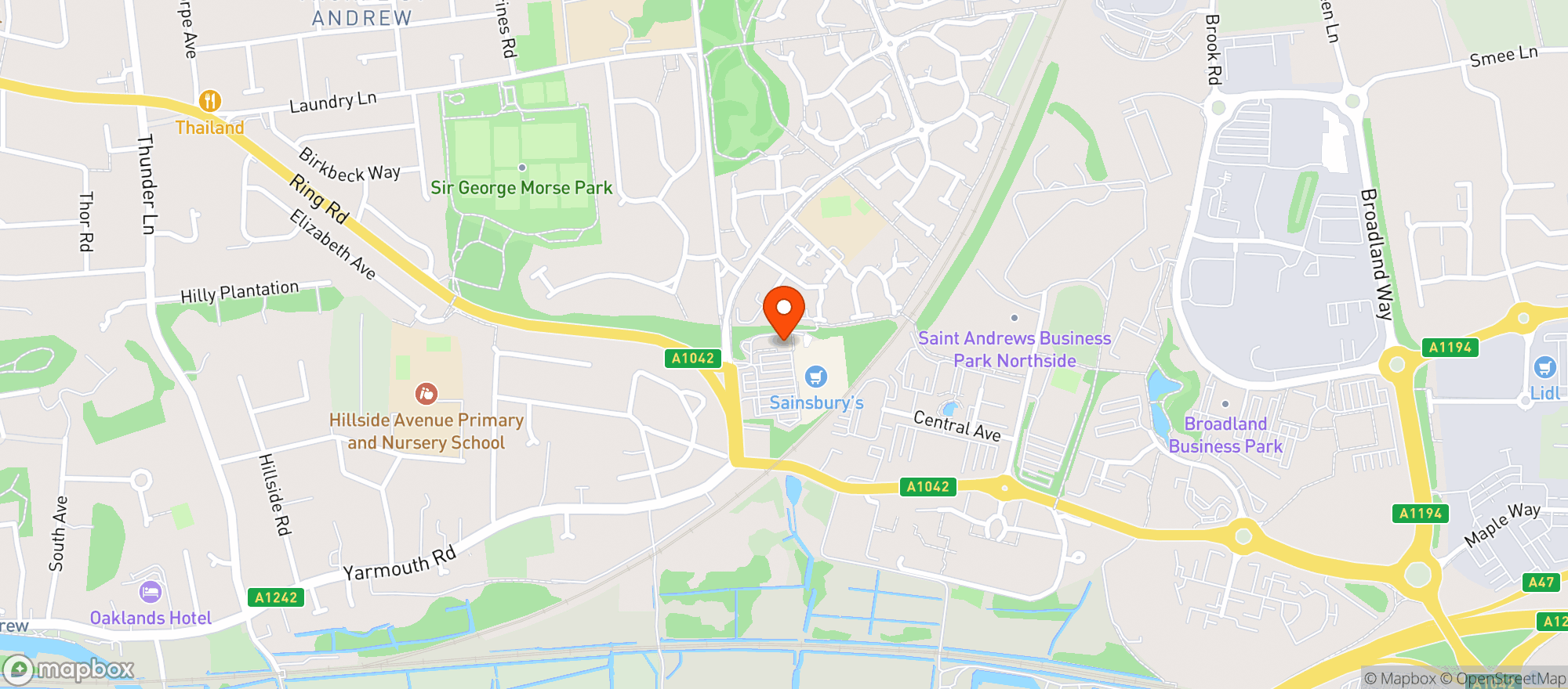 Map showing Sainsburys Pound Lane