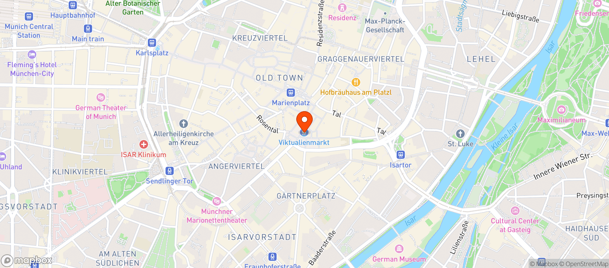 Map showing Biergarten am Viktualienmarkt