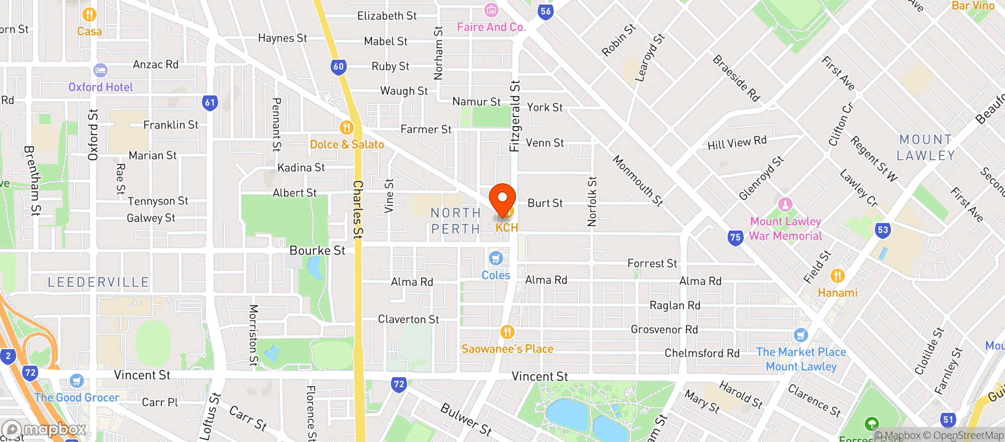 Map showing Rosemount Hotel