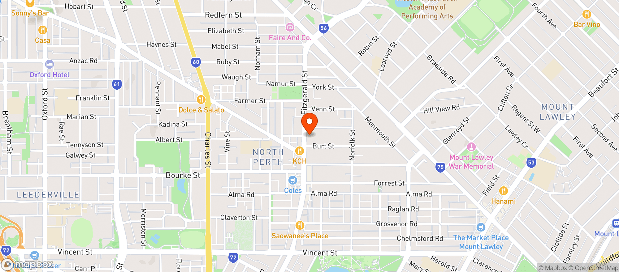 Map showing Liquorland North Perth (Charles St)
