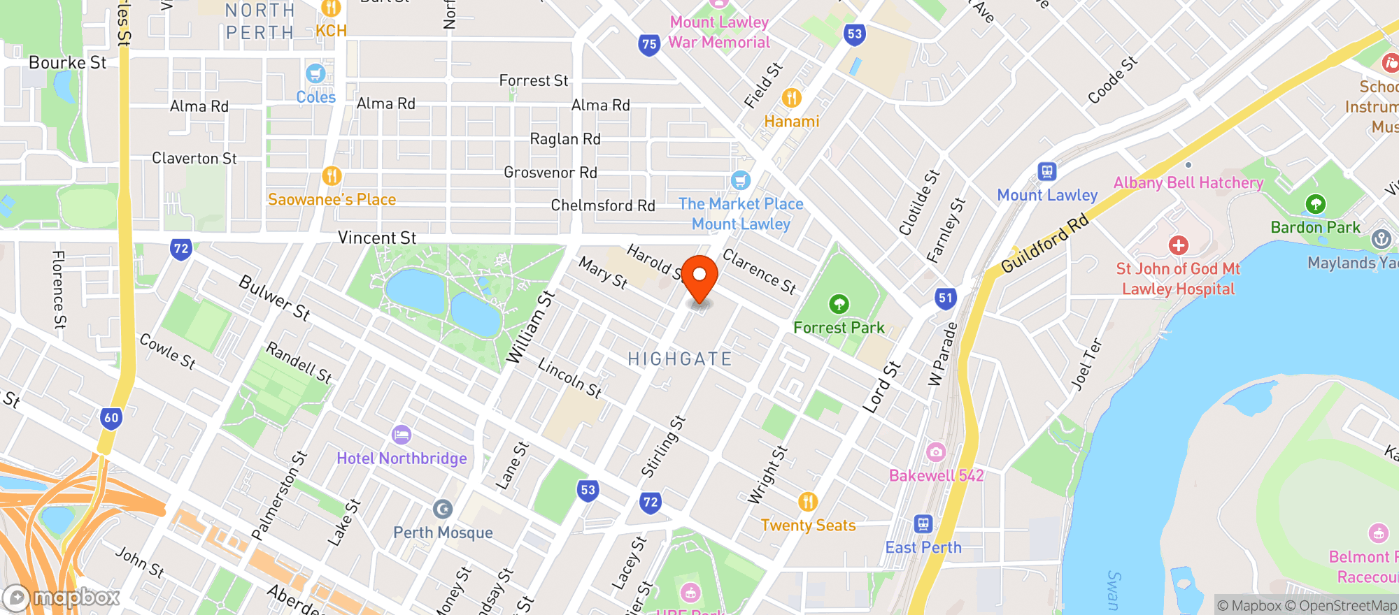Map showing Queens Tavern (ALH) 9050