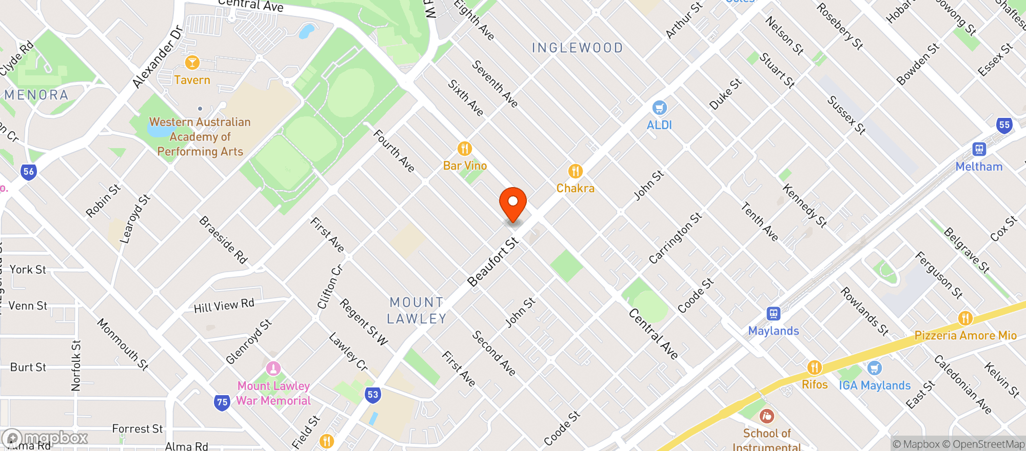 Map showing Inglewood Hotel