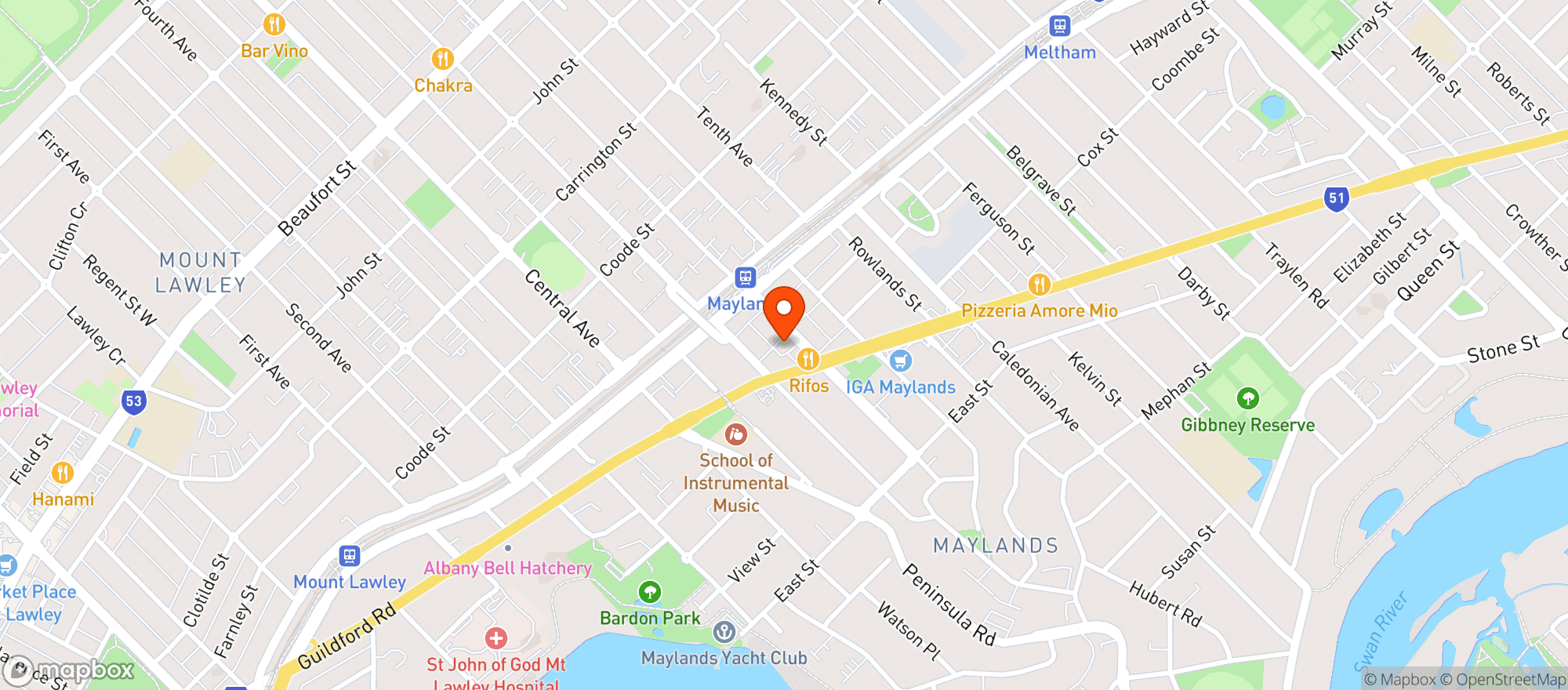 Map showing Liquor Barons Maylands