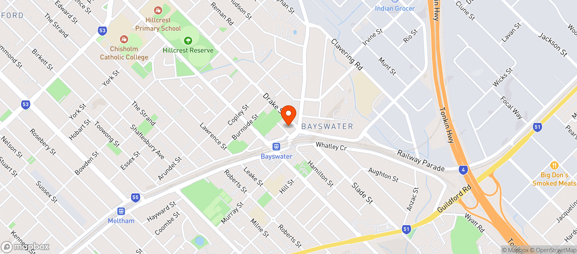 Map showing Bayswater Hotel & Motel