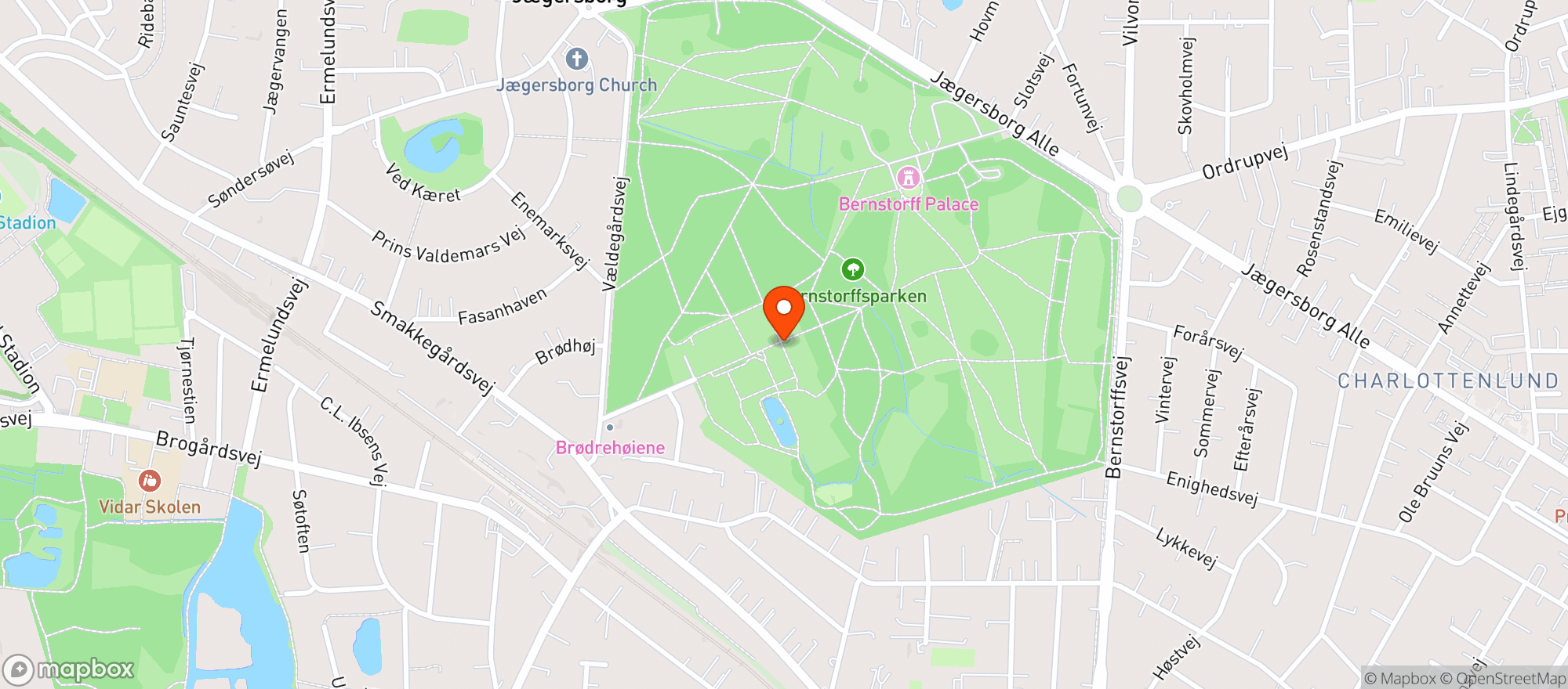 Map showing Dronning Louises Tehus