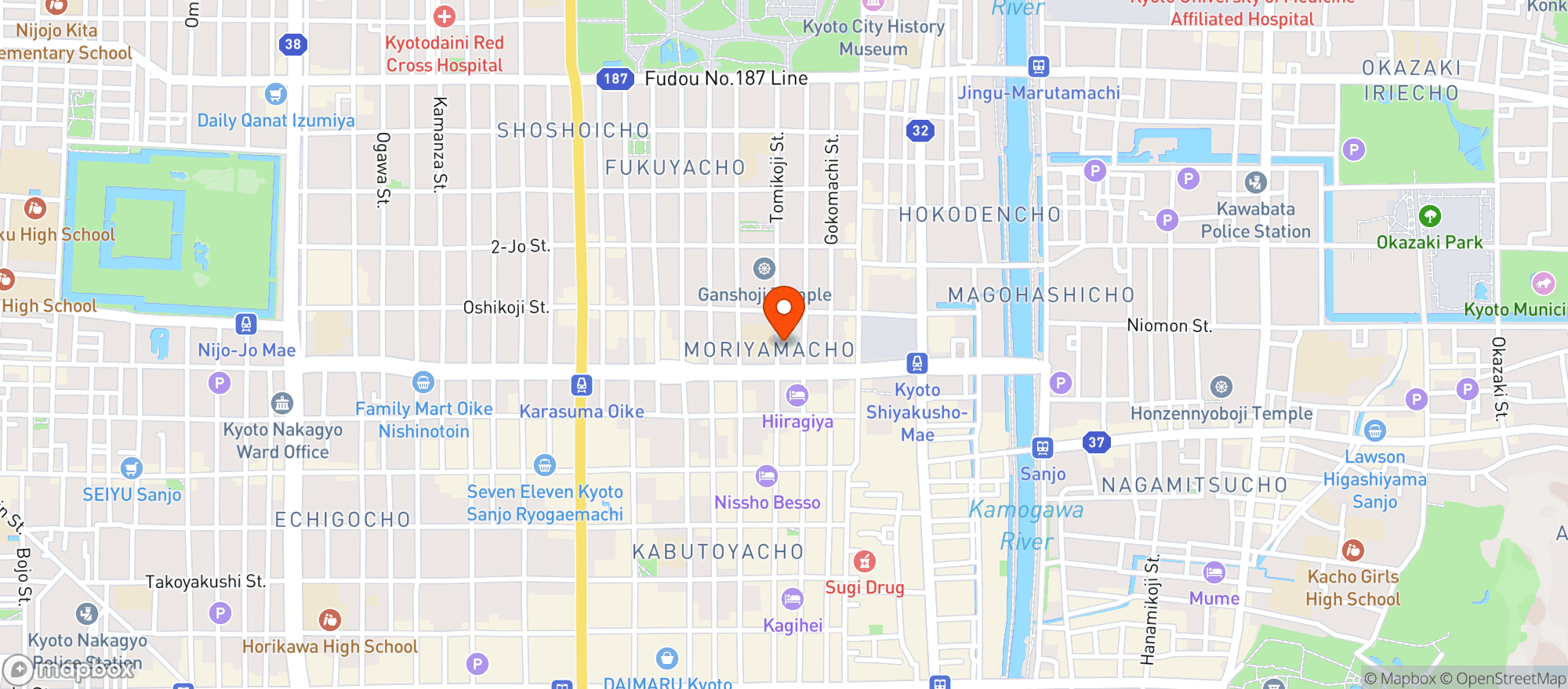 Map showing Oakwood Hotel Oike Kyoto (オークウッドホテル京都御池)
