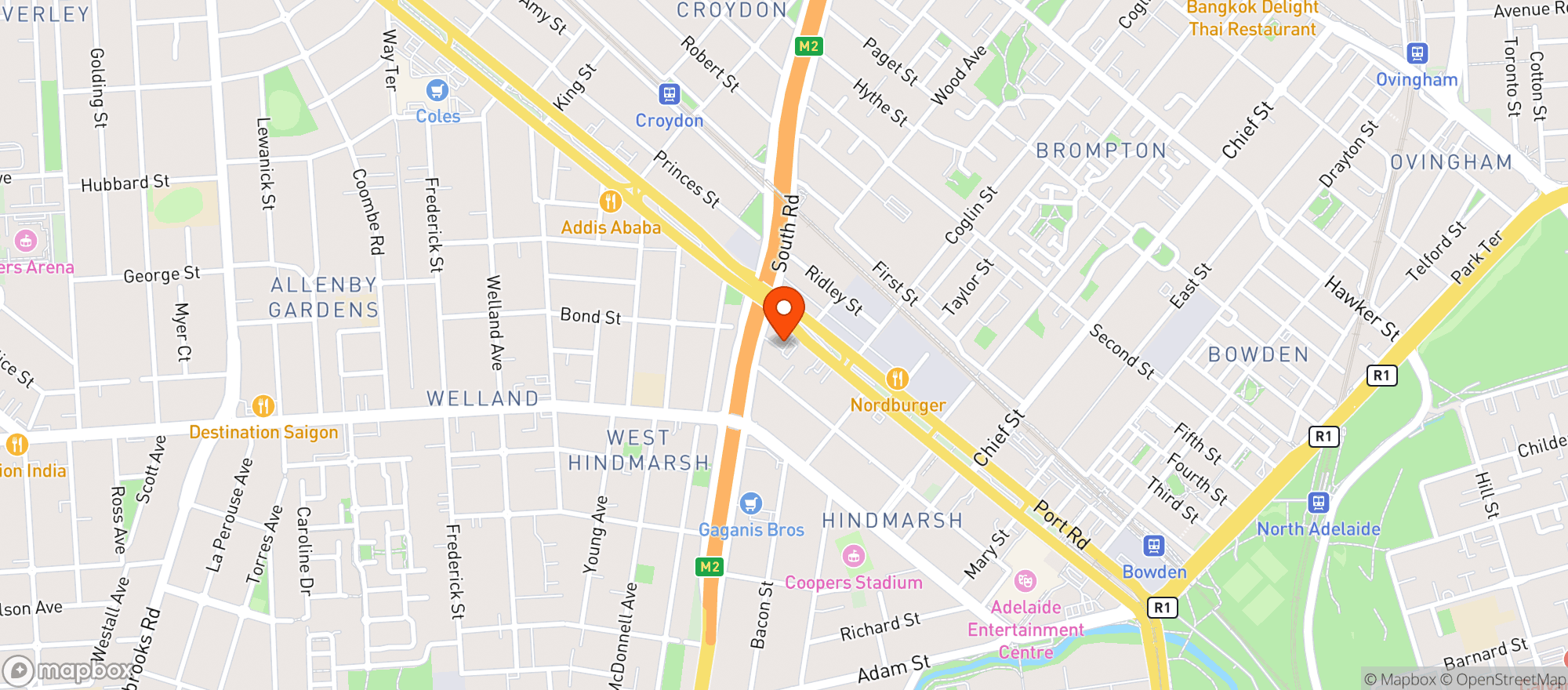 Map showing Liquorland Warehouse Hindmarsh