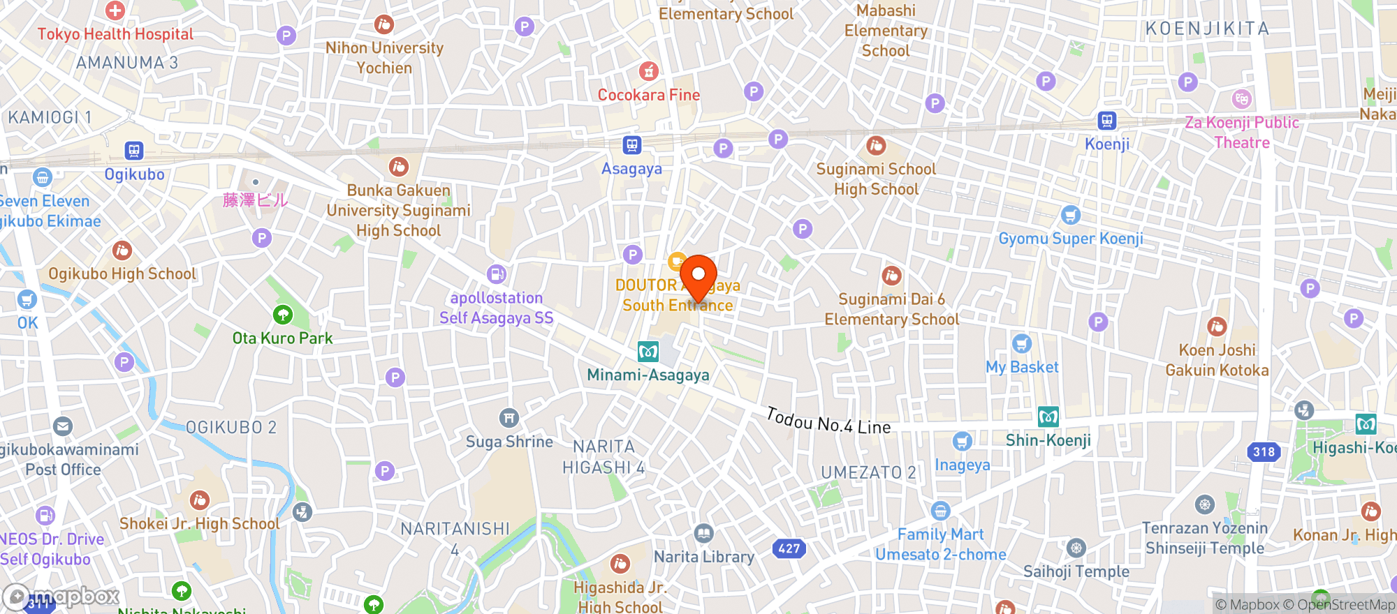 Map showing Aeon Liquor (イオンリカー 南阿佐ヶ谷店)