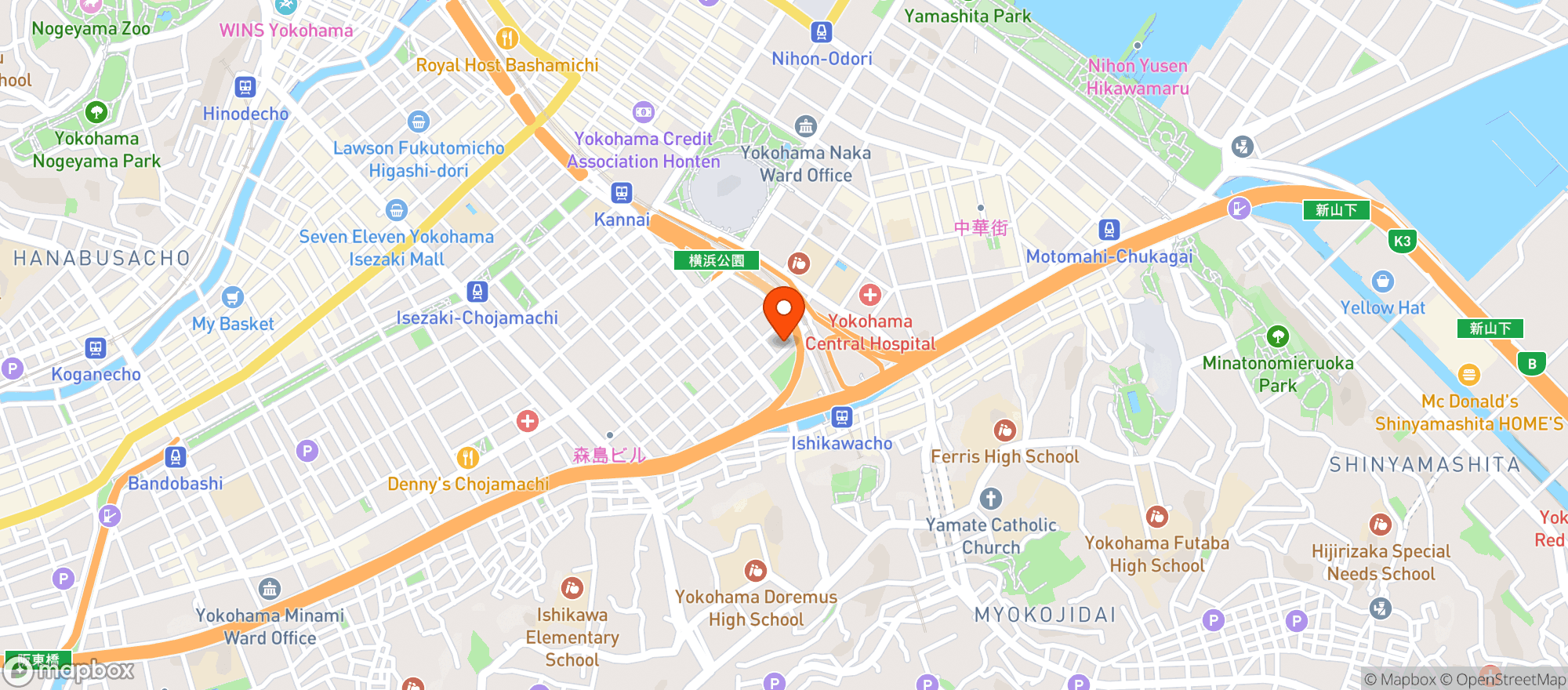 Map showing お好み焼きころんぶす 石川町北口駅前店