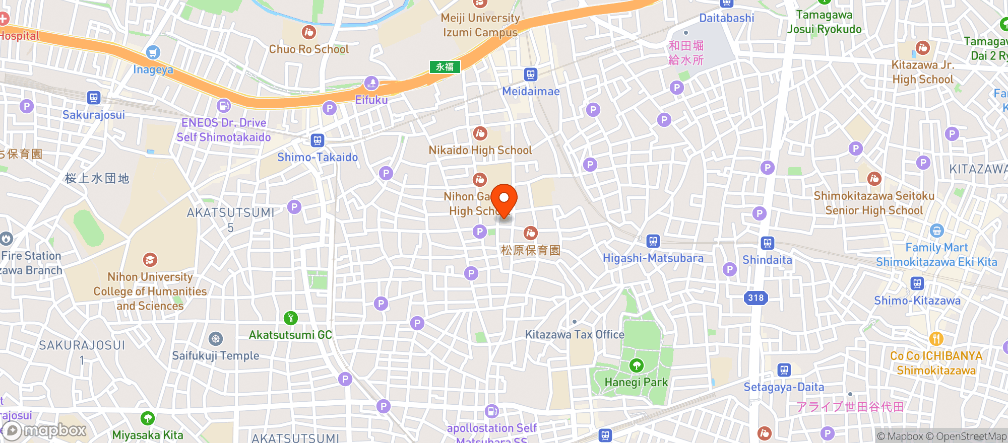 Map showing 7-eleven (セブンイレブン 世田谷松原5丁目店)