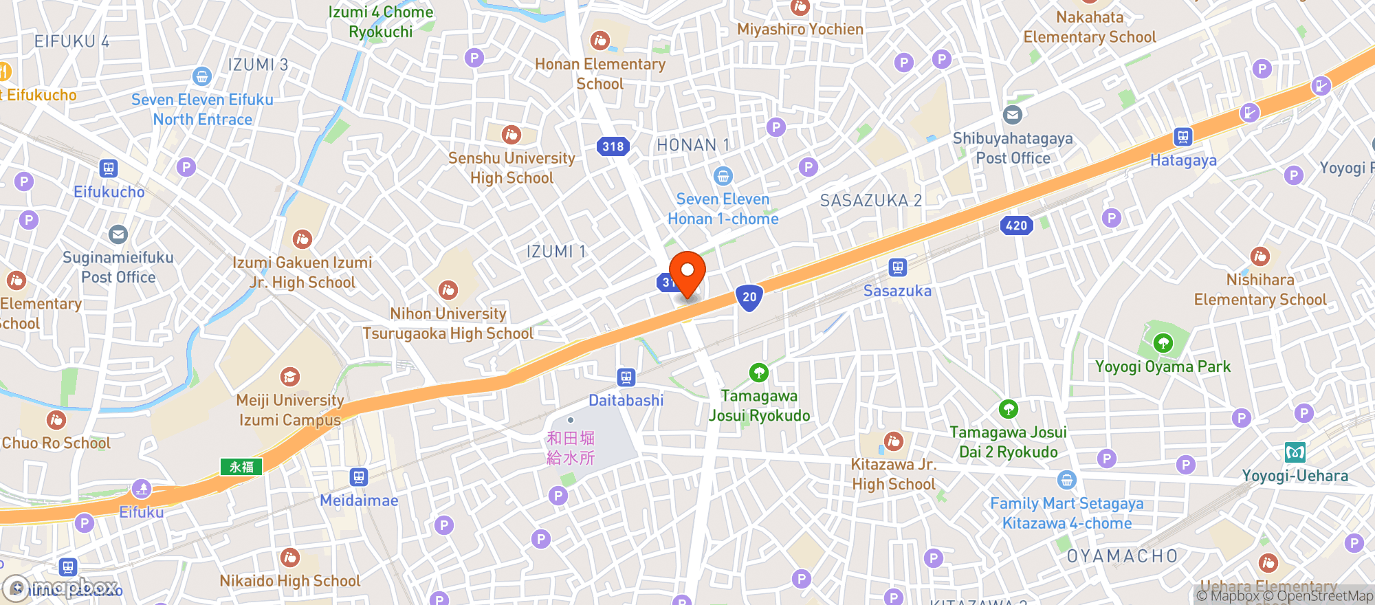 Map showing 7-eleven (セブンイレブン 杉並甲州街道店)