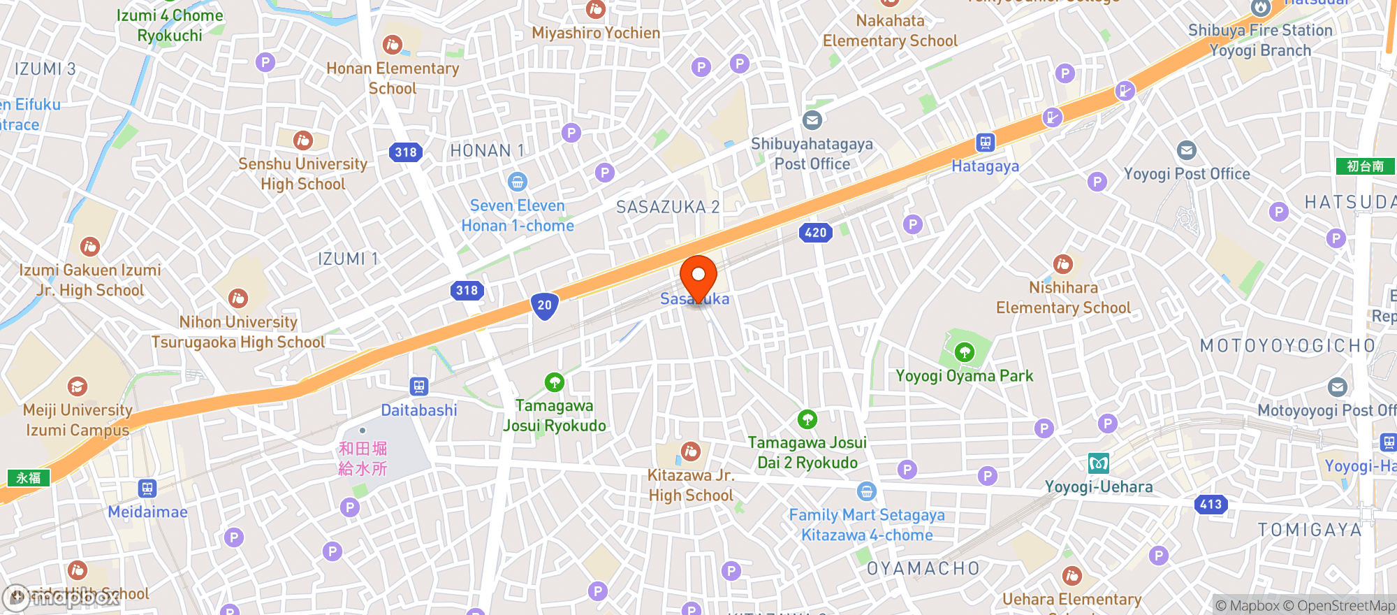 Map showing Lawson (ローソン 笹塚駅前店)
