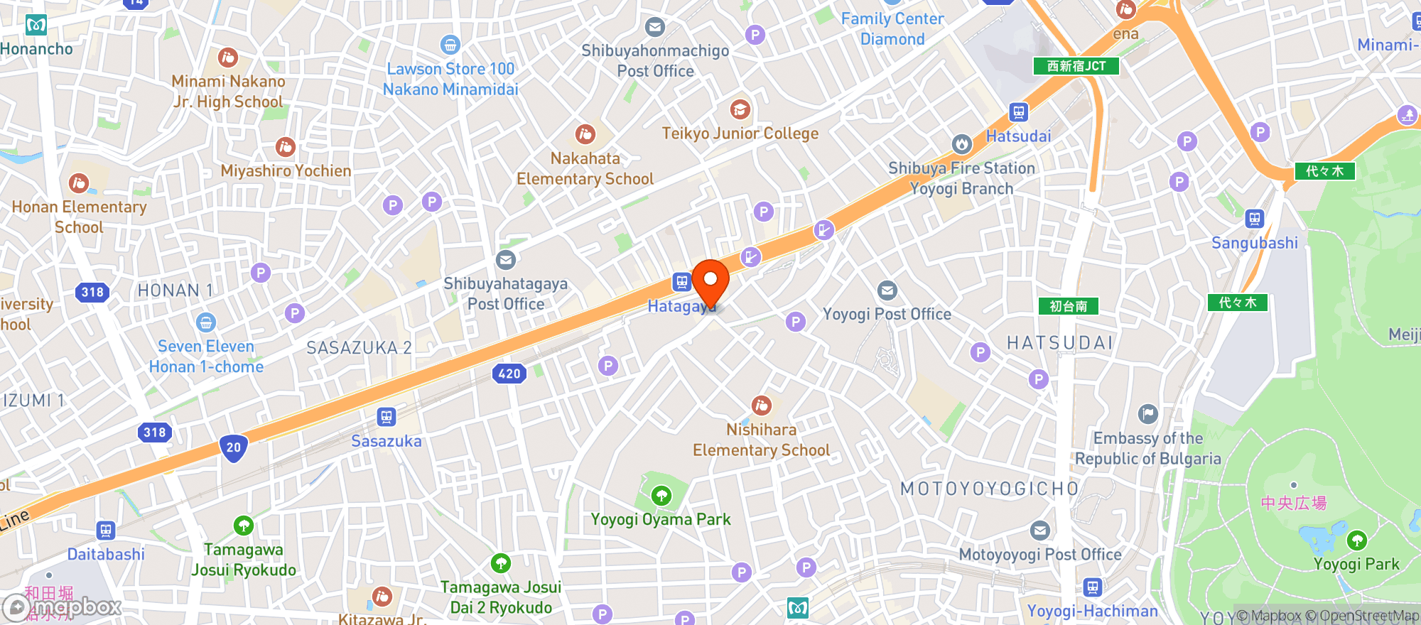 Map showing Hidakaya (日高屋)