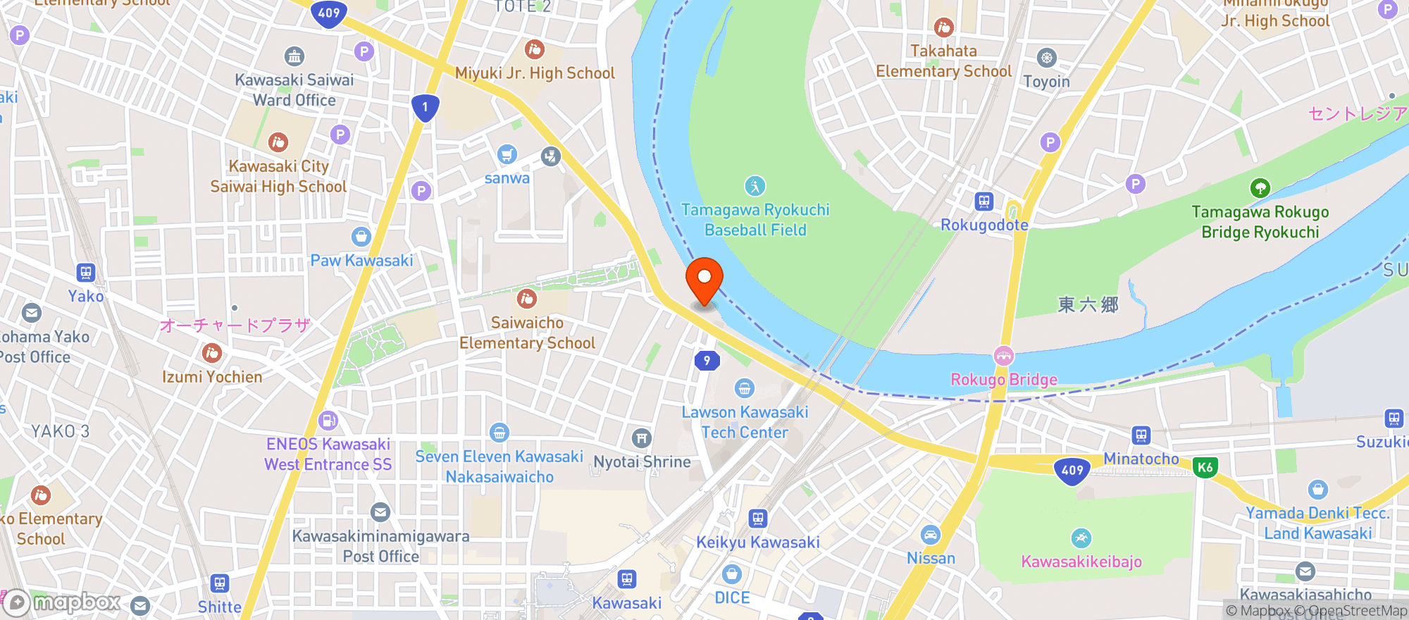 Map showing 多摩川見晴らし公園