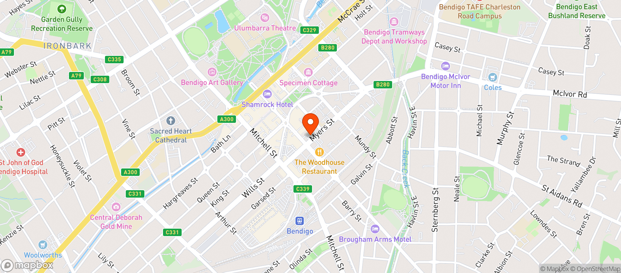 Map showing Liquorland Warehouse Bendigo