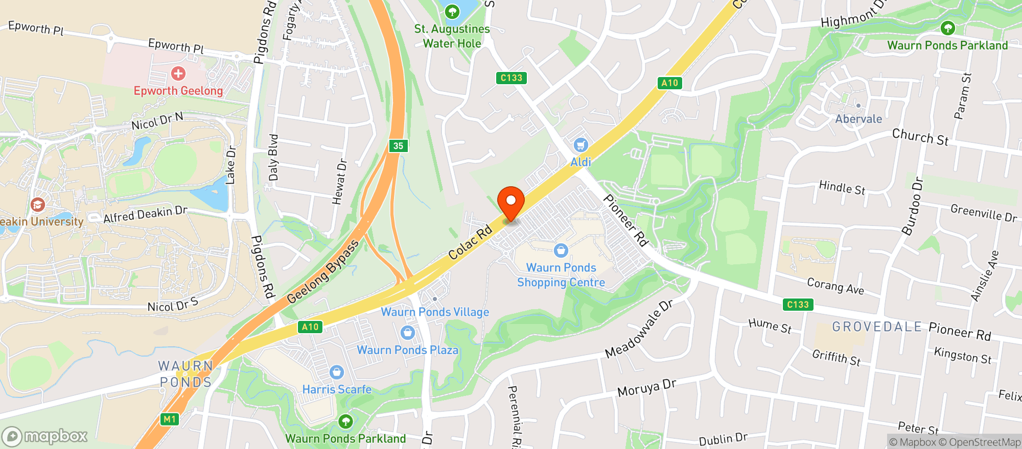 Map showing Liquorland Warehouse Waurn Ponds