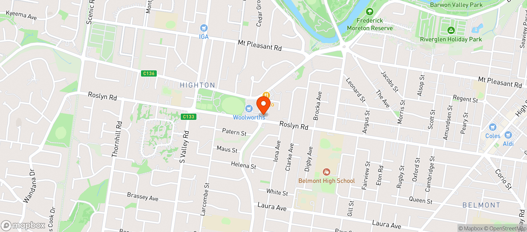 Map showing Cellarbrations Nardis Highton