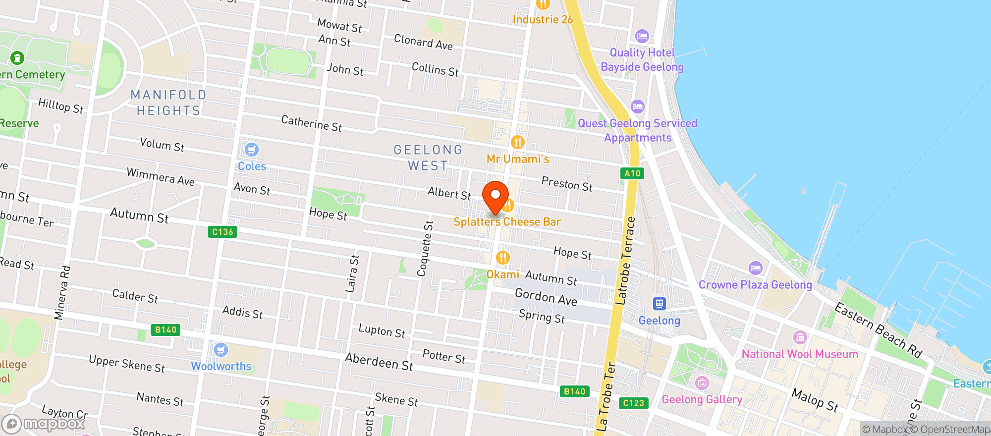 Map showing Geelong West Dan Murphys