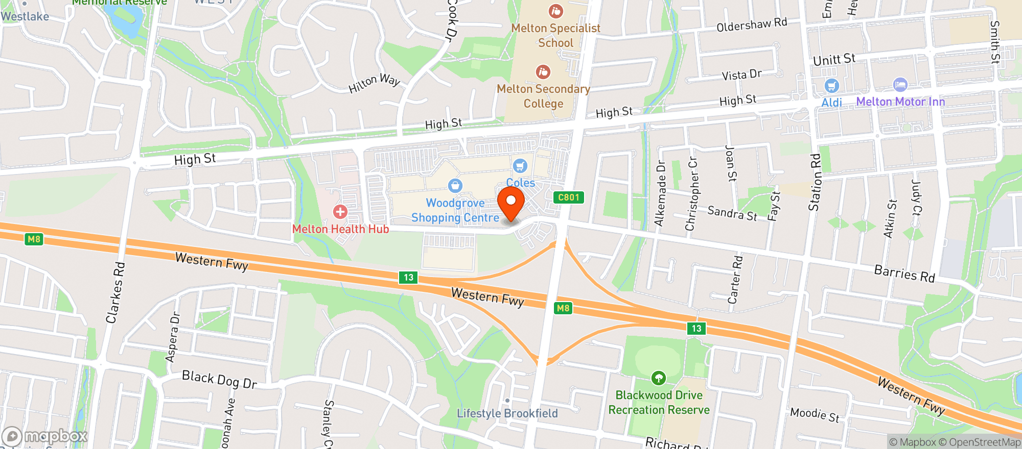 Map showing Liquorland Melton West