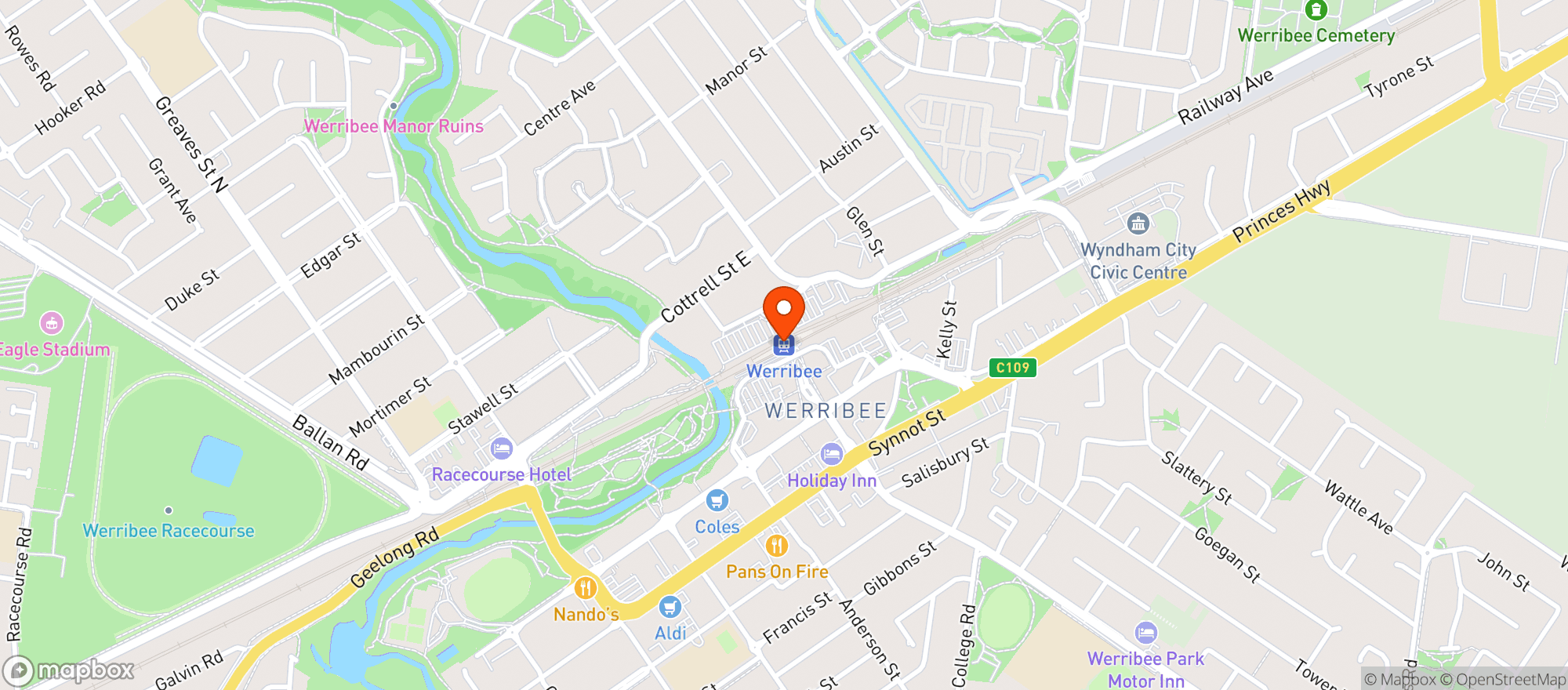 Map showing Liquorland Hoppers Crossing