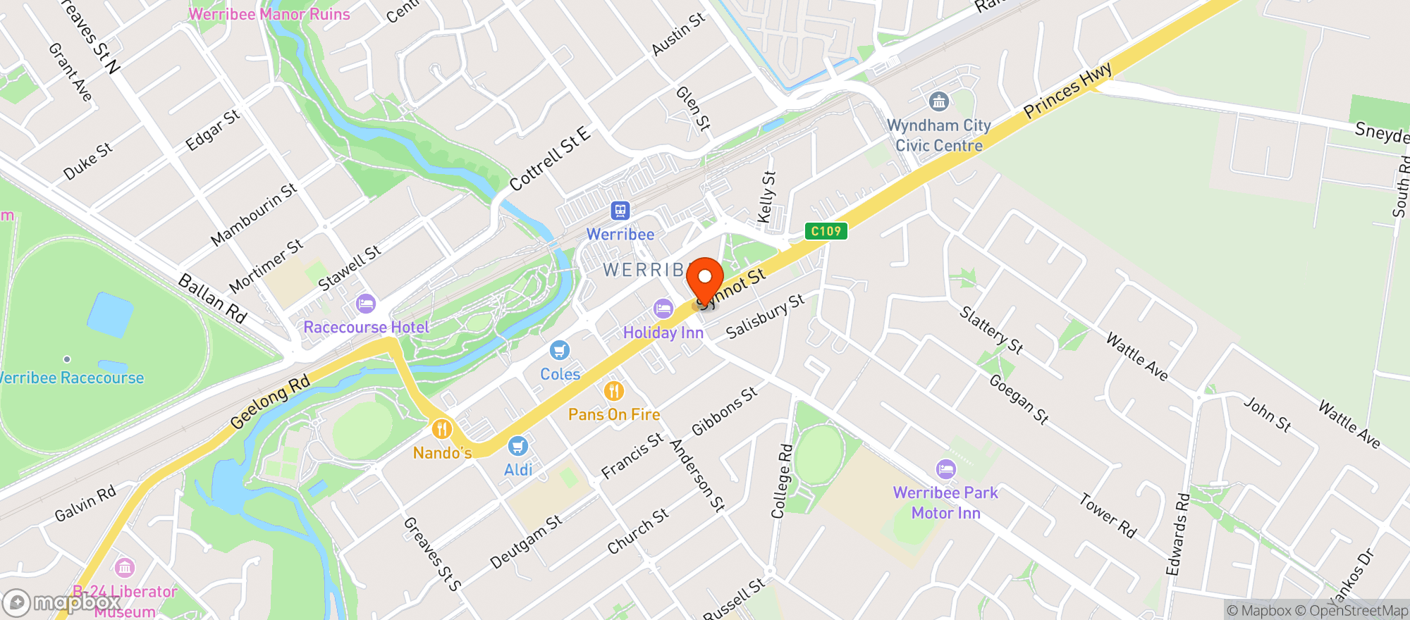Map showing Liquorland Warehouse Werribee