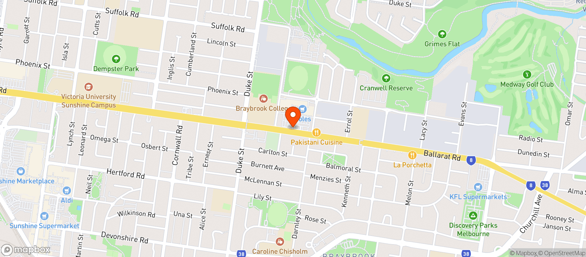 Map showing City Cave Float & Wellness Centre Braybrook