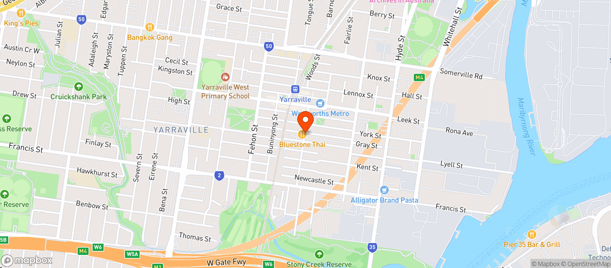 Map showing Woolworths Metro - Yarraville Metro