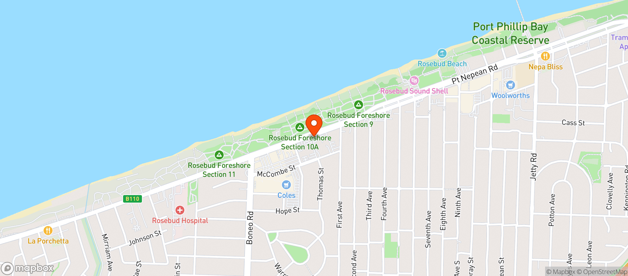 Map showing Liquorland Warehouse Rosebud