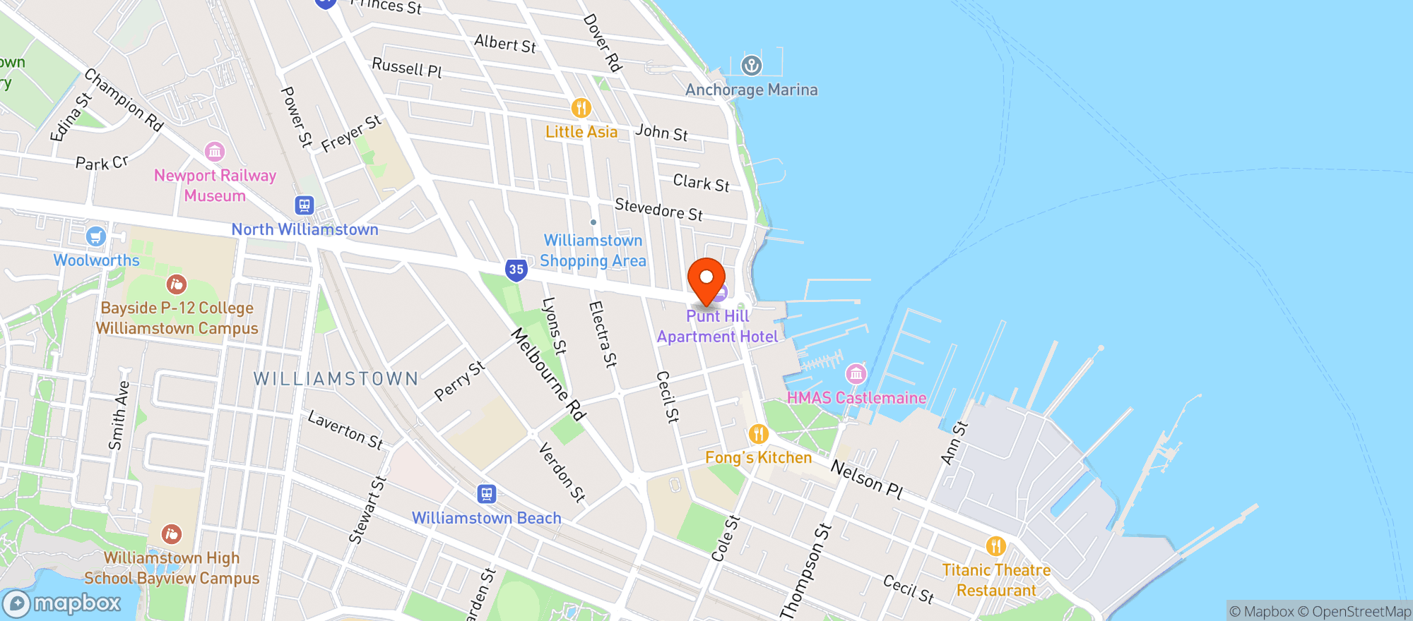 Map showing Williamstown Fine Wines