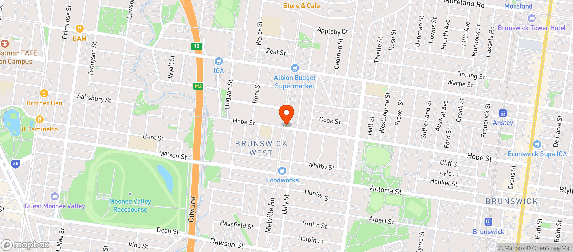 Map showing Sessions West Brunswick
