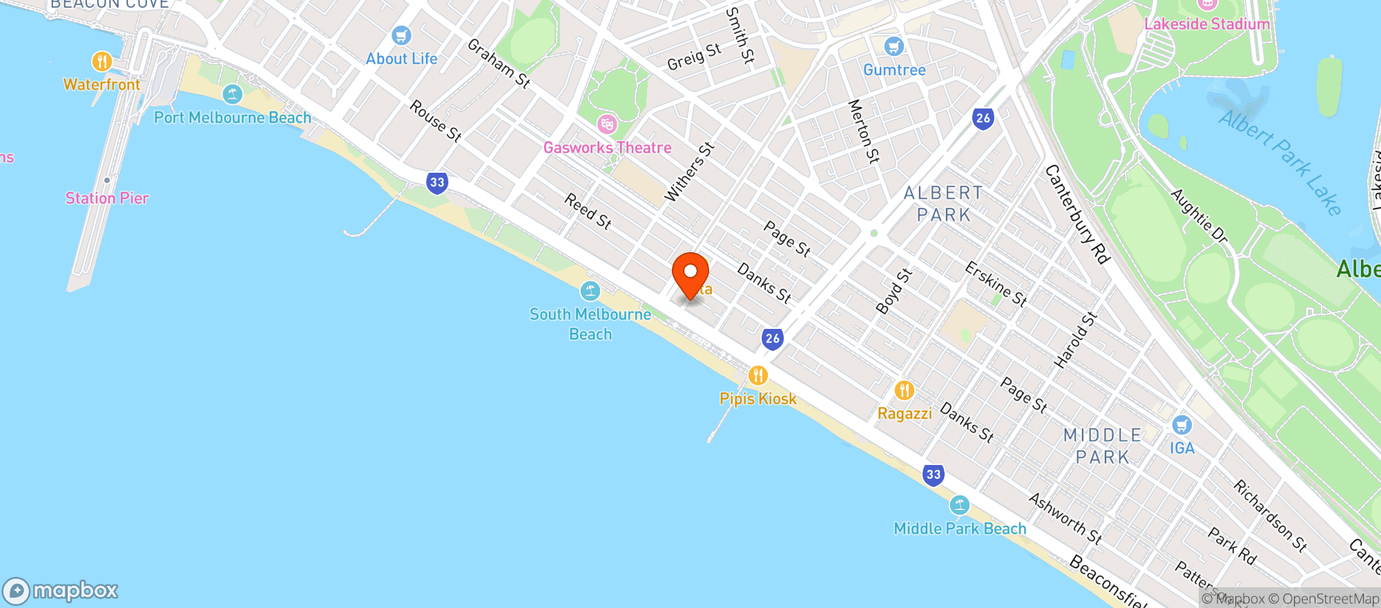 Map showing Woolworths Metro - St Kilda West Metro