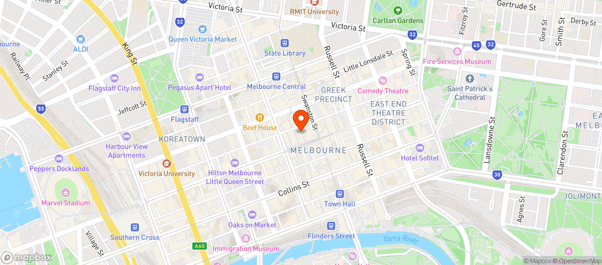 Map showing David Jones Melbourne