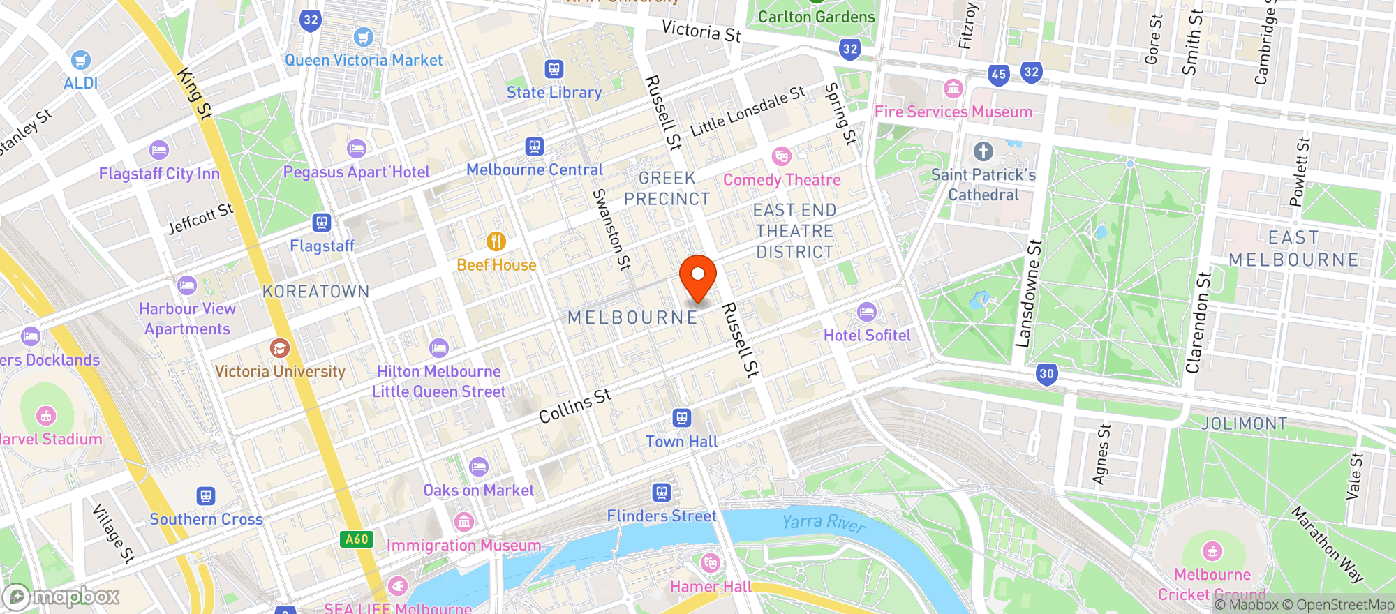 Map showing Bijou Bottle Shop