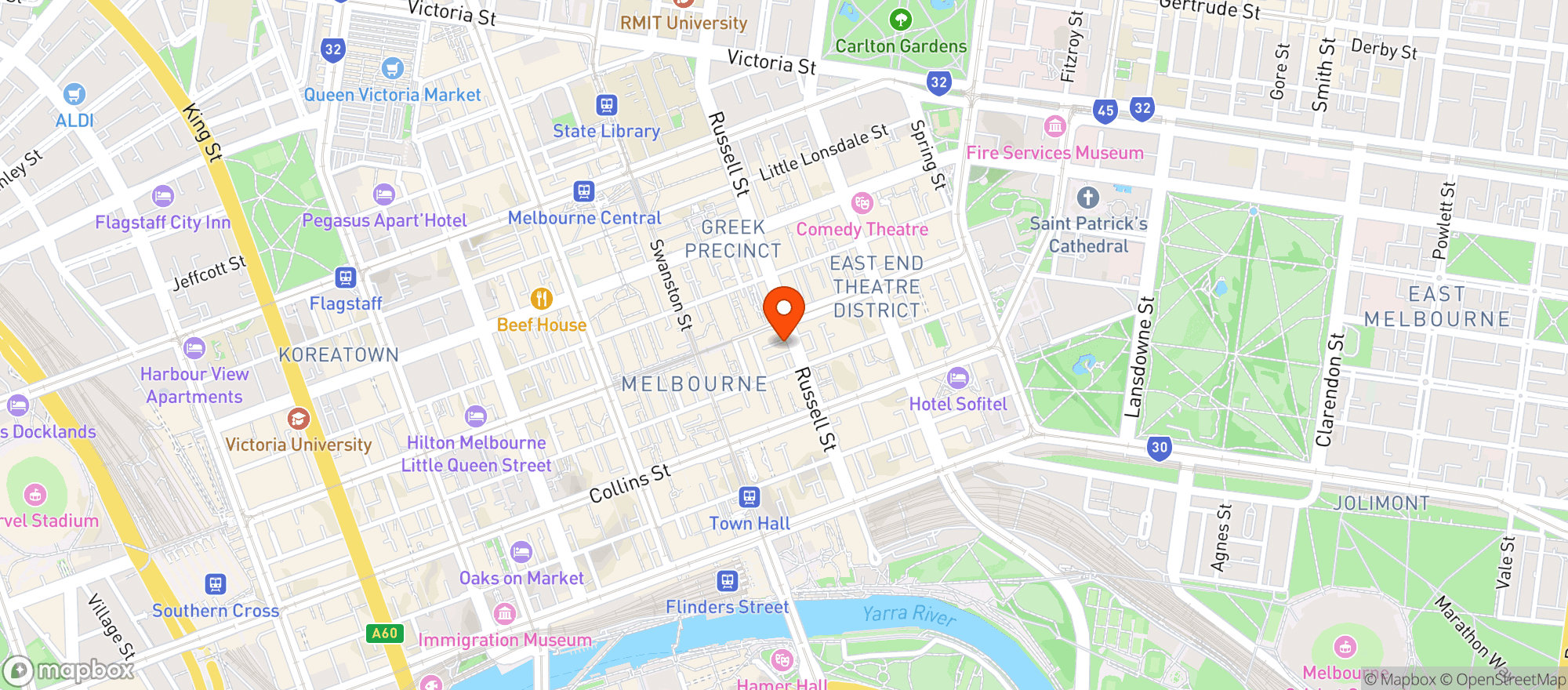 Map showing Qt Melbourne