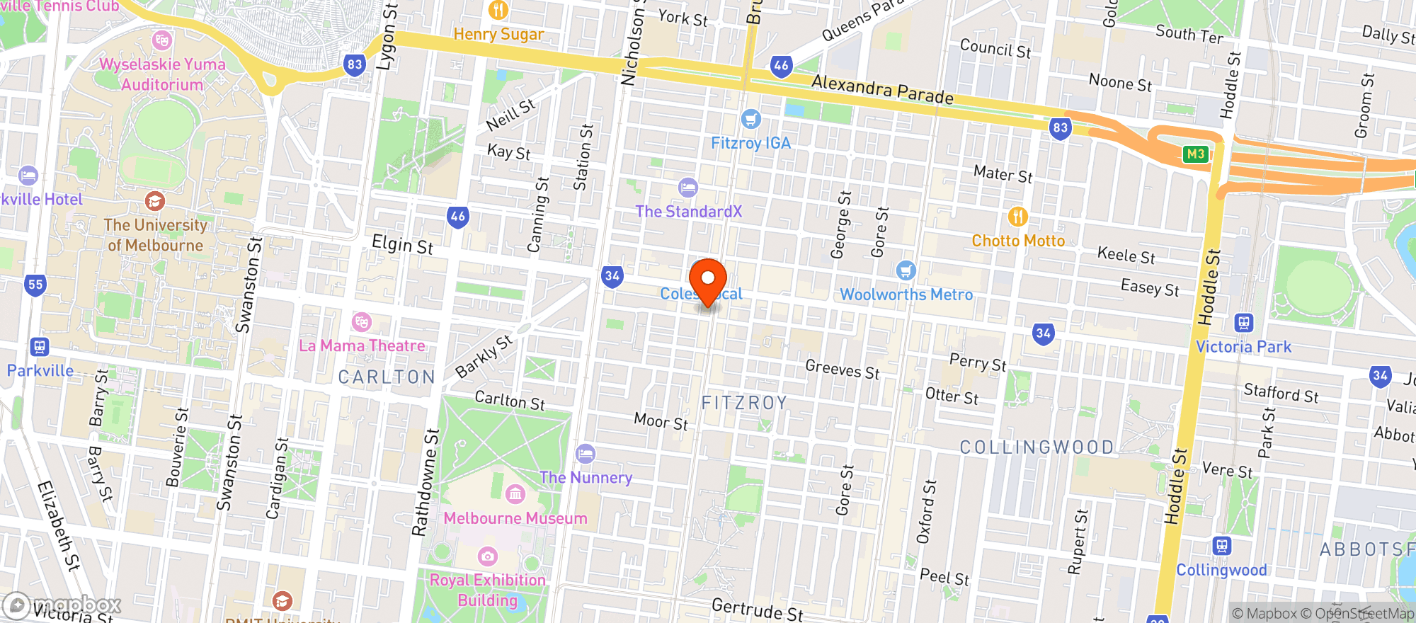 Map showing Naked for Satan