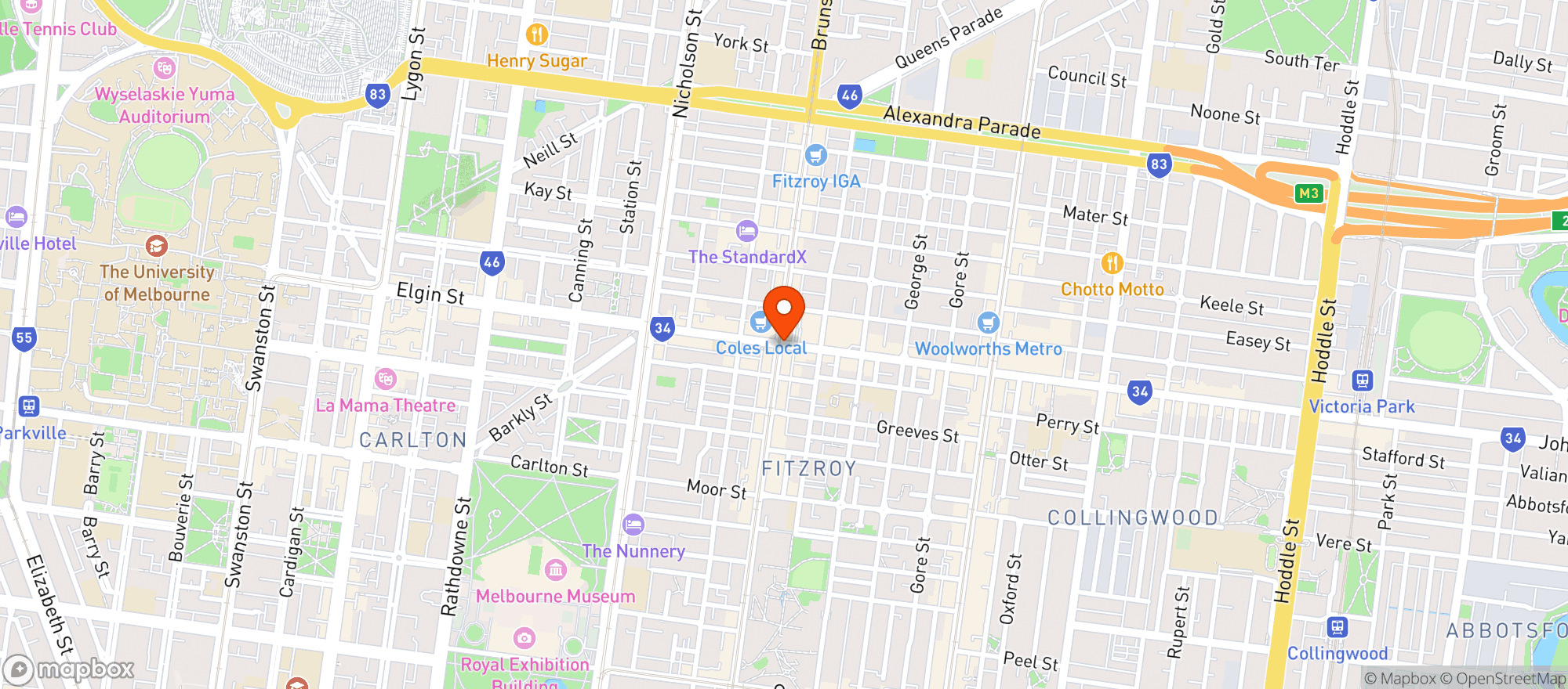Map showing The Fitzroy Beer Garden