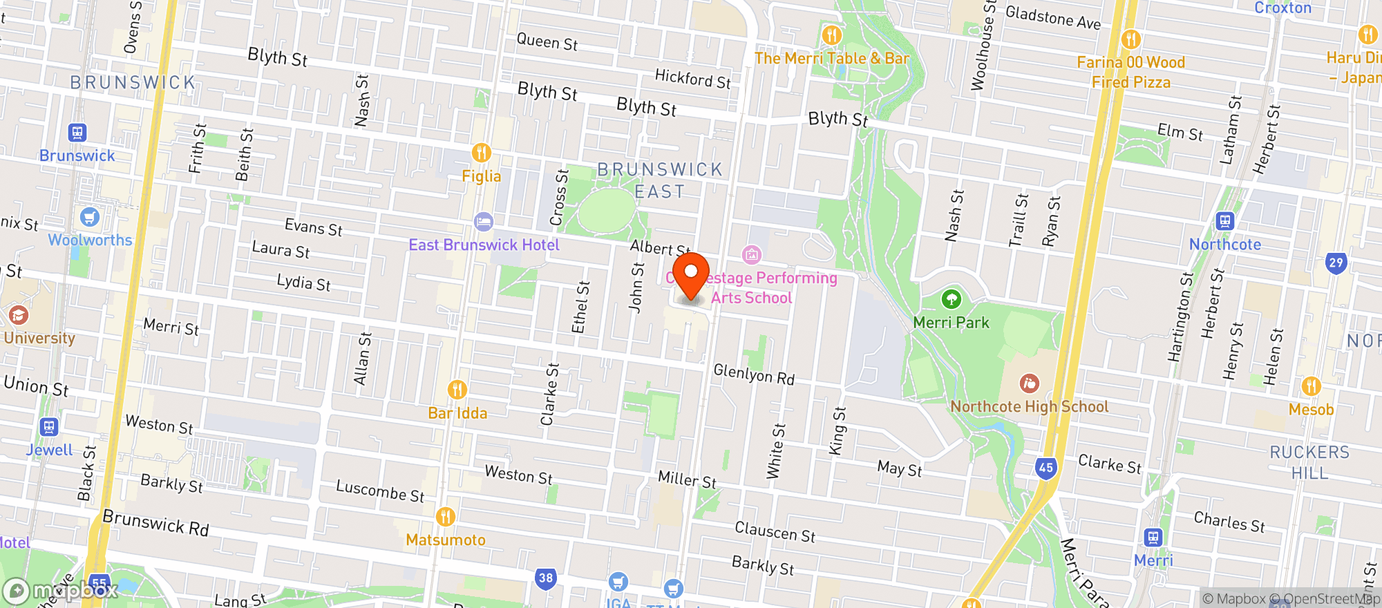 Map showing Blackhearts and Sparrow East Brunswick Village