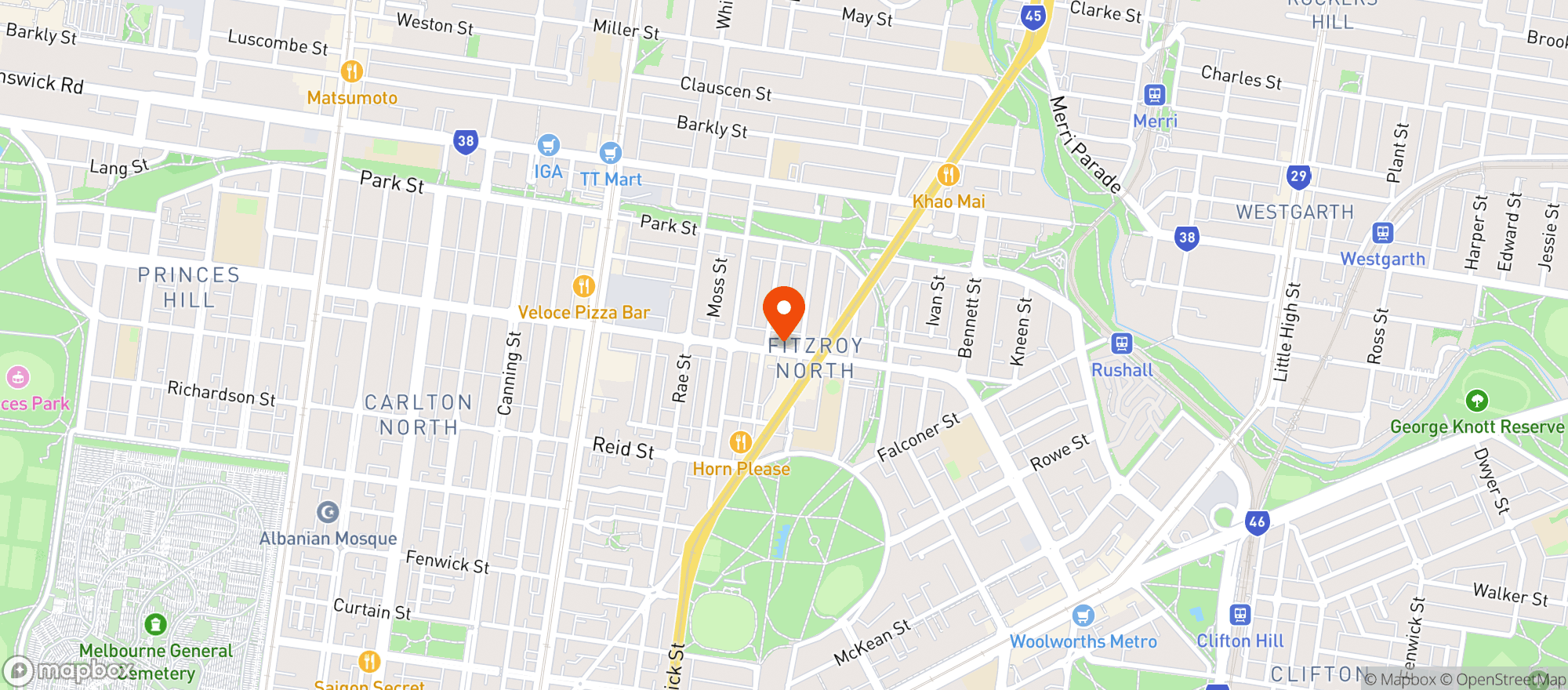Map showing Blackhearts and Sparrow North Fitzroy