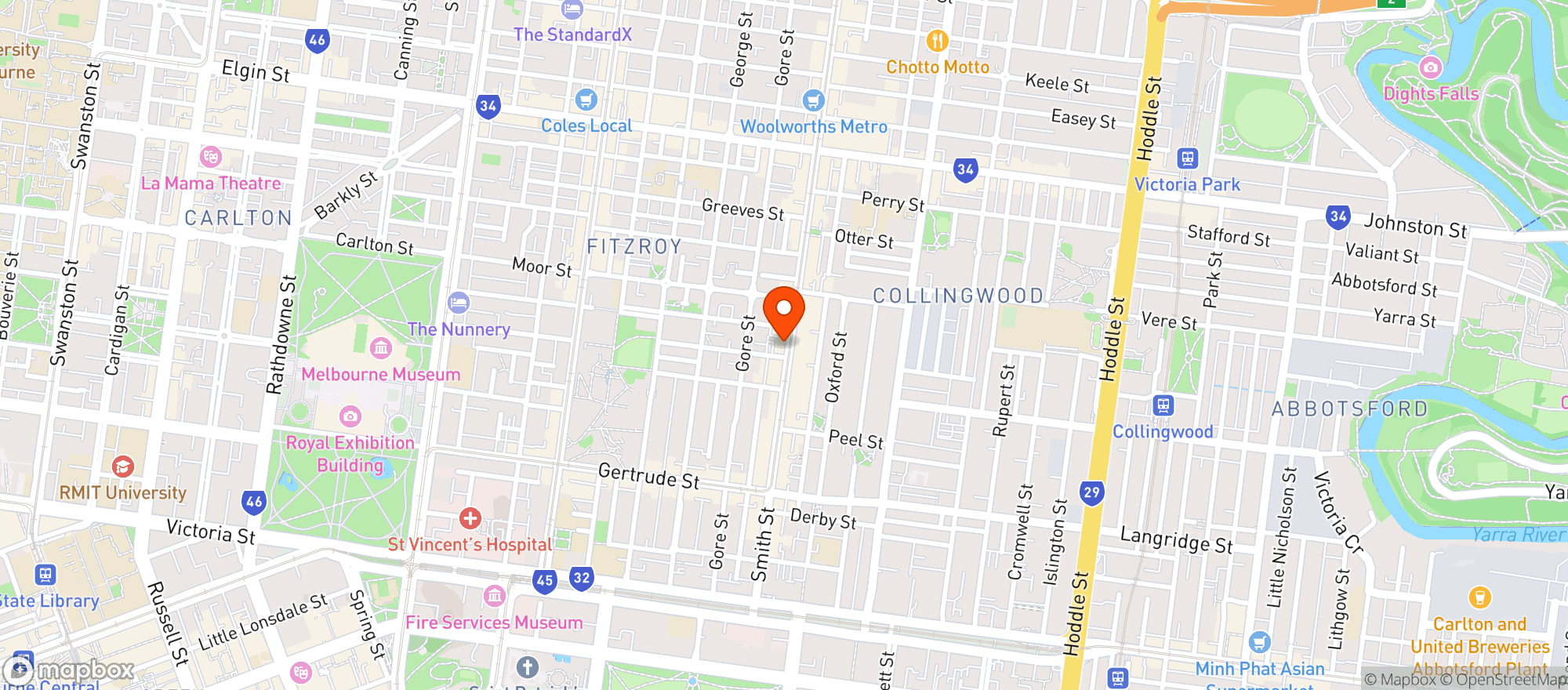 Map showing Kent St