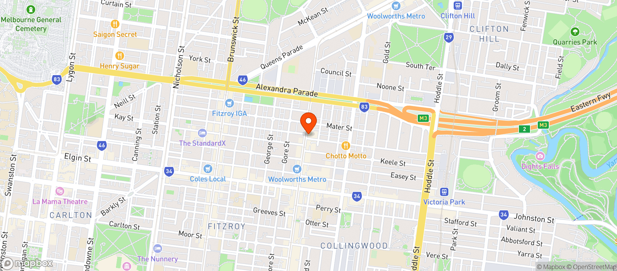 Map showing Collingwood Dan Murphys