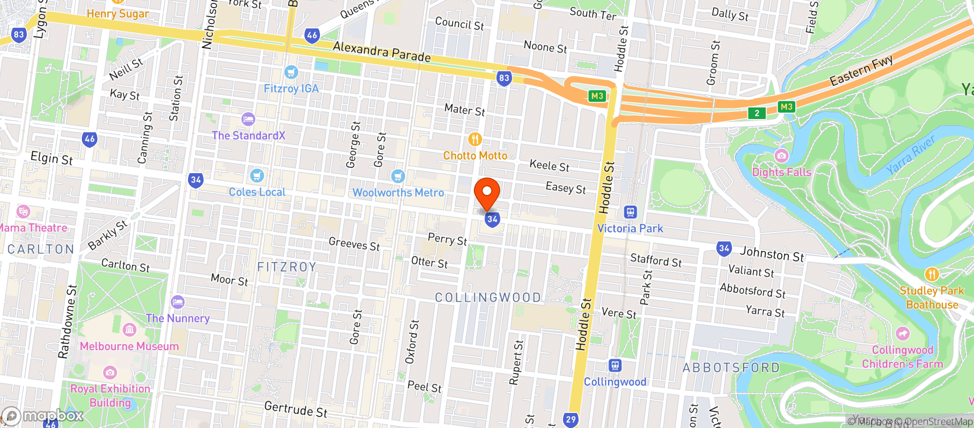 Map showing Aunty Kim's