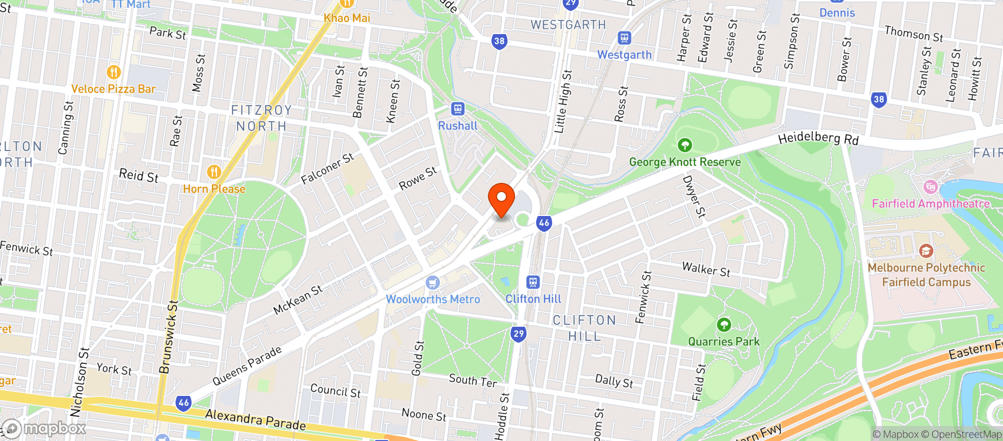 Map showing Woolworths Metro - Clifton Hill Metro
