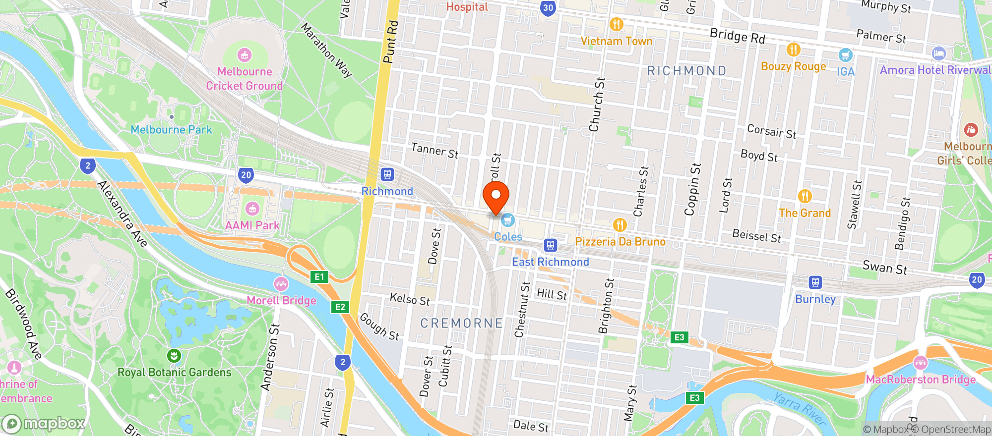 Map showing Richmond (VIC) BWS