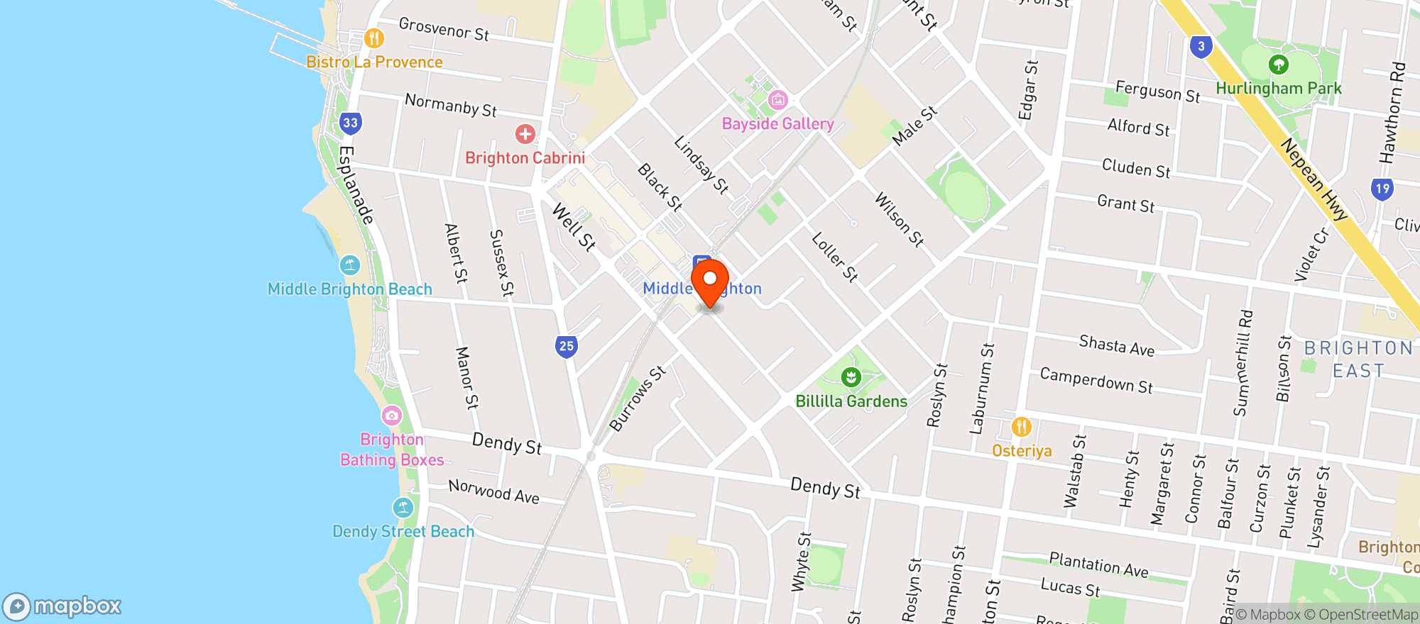 Map showing Middle Brighton BWS