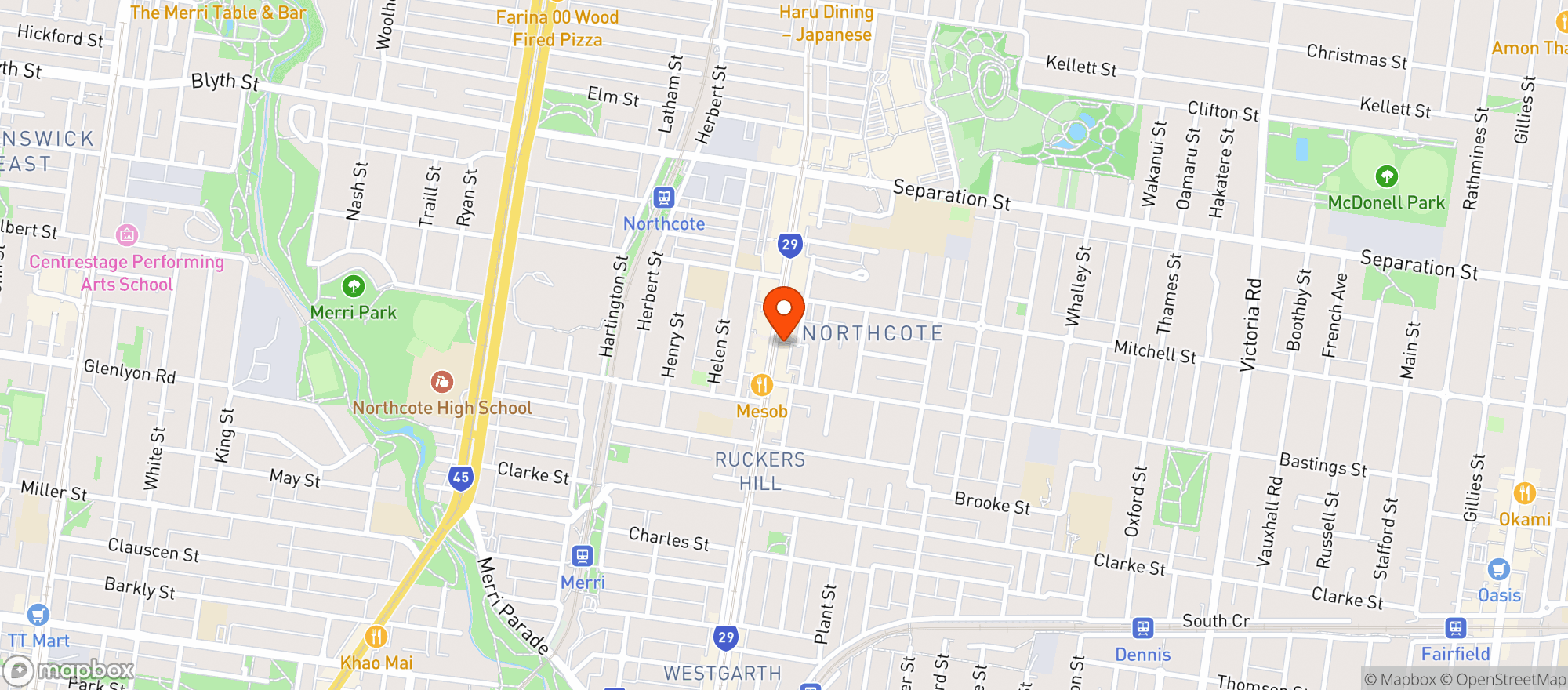 Map showing Northcote Bottleshop