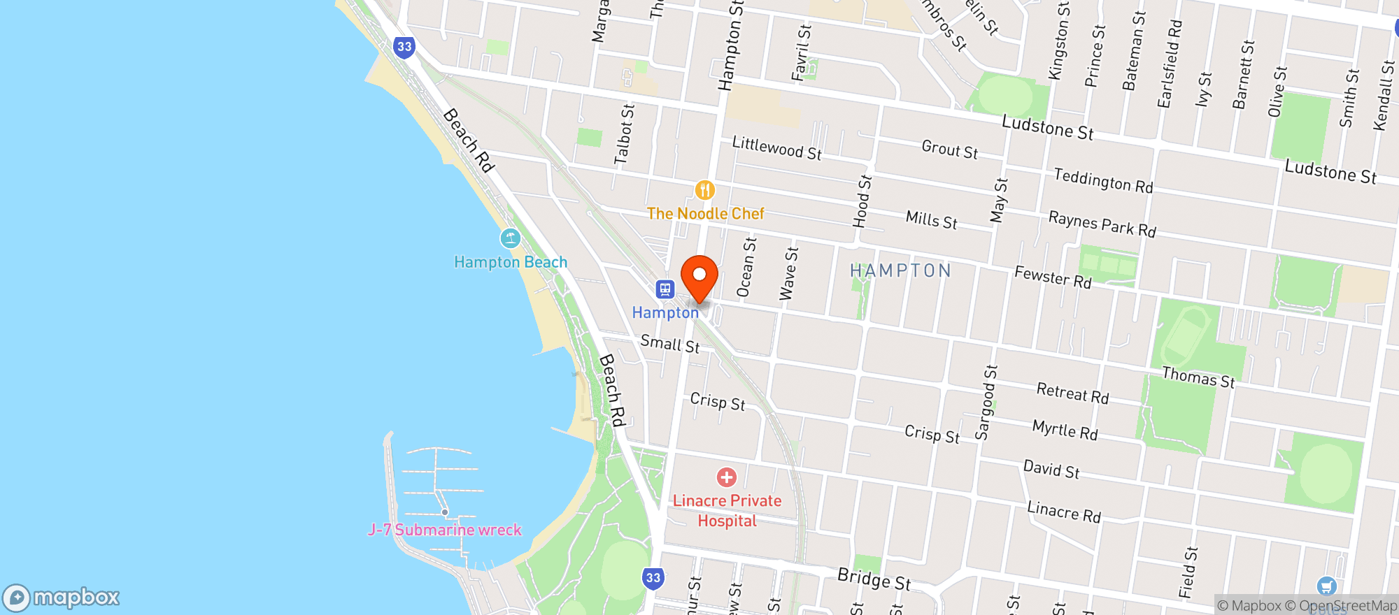 Map showing Woolworths Metro - Hampton Metro