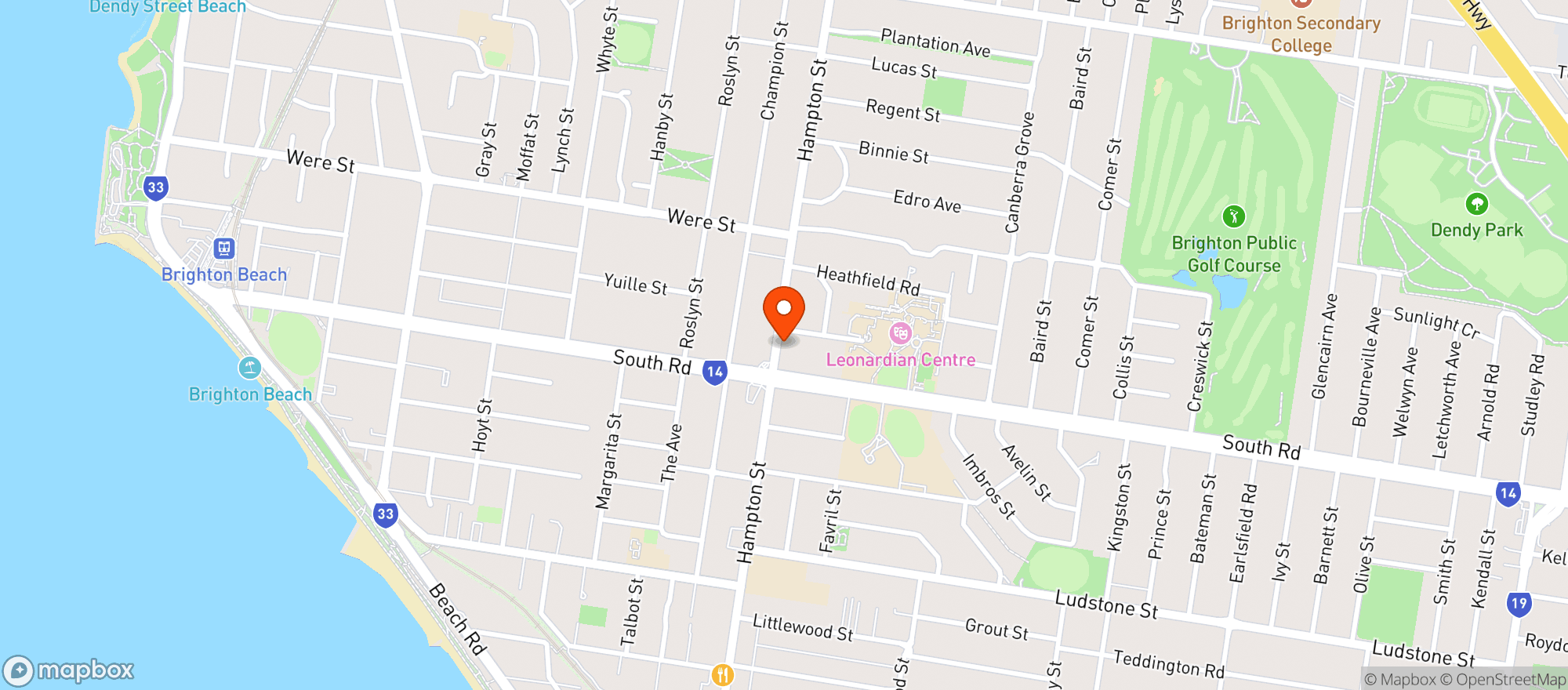 Map showing Liquorland Cellars Brighton East