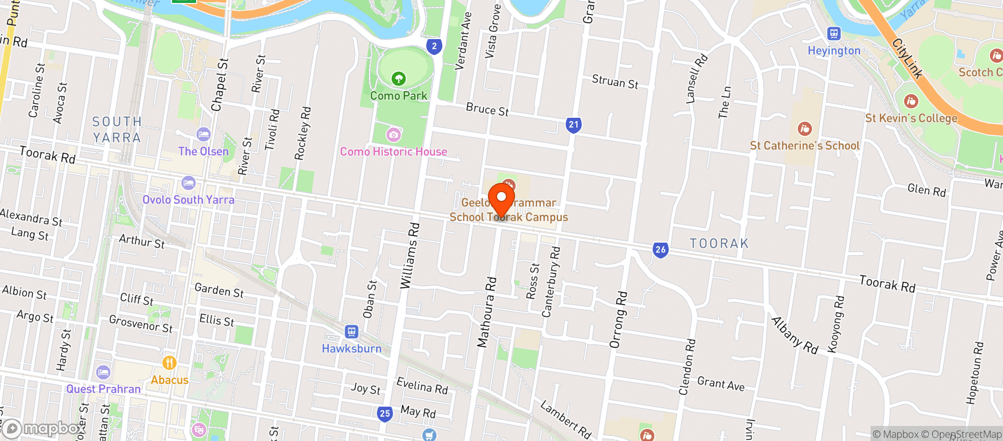 Map showing Toorak BWS