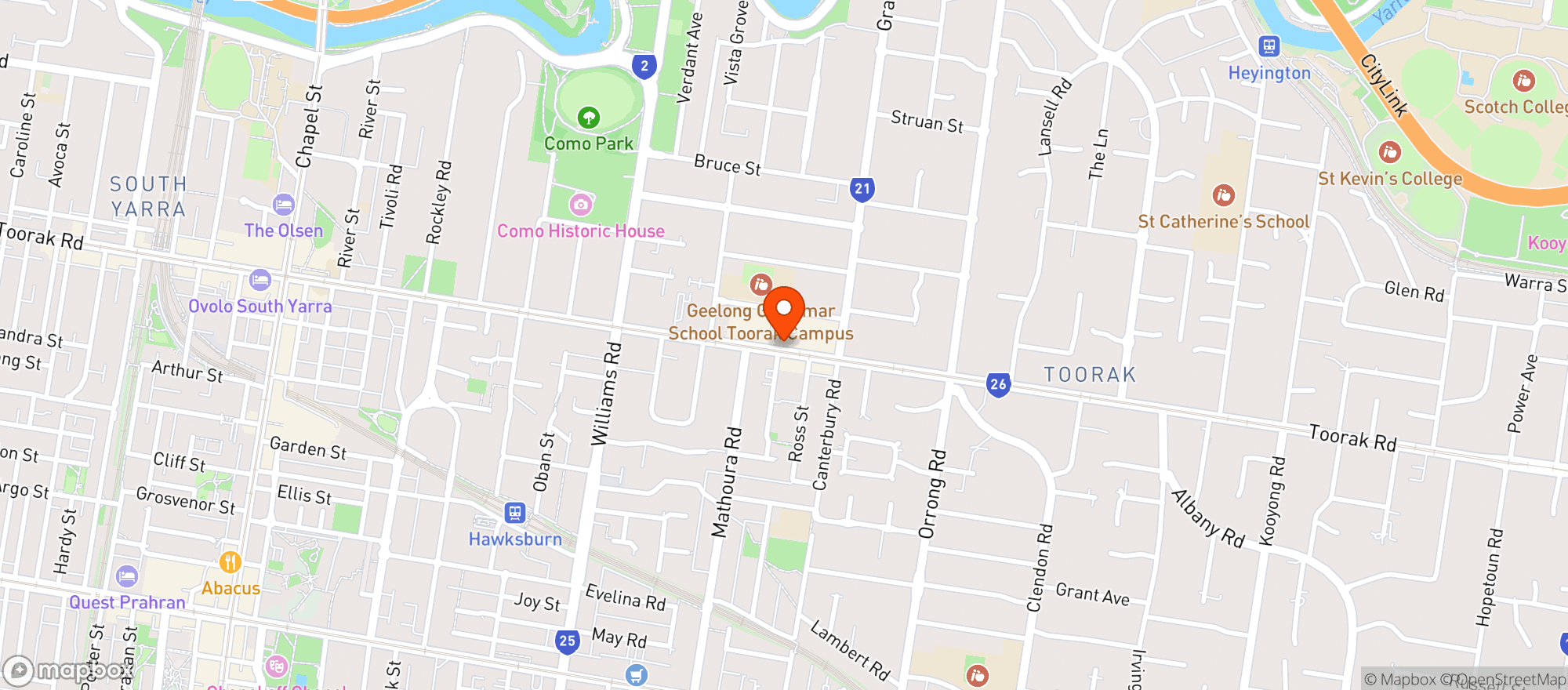 Map showing Scoop Wholefoods Toorak