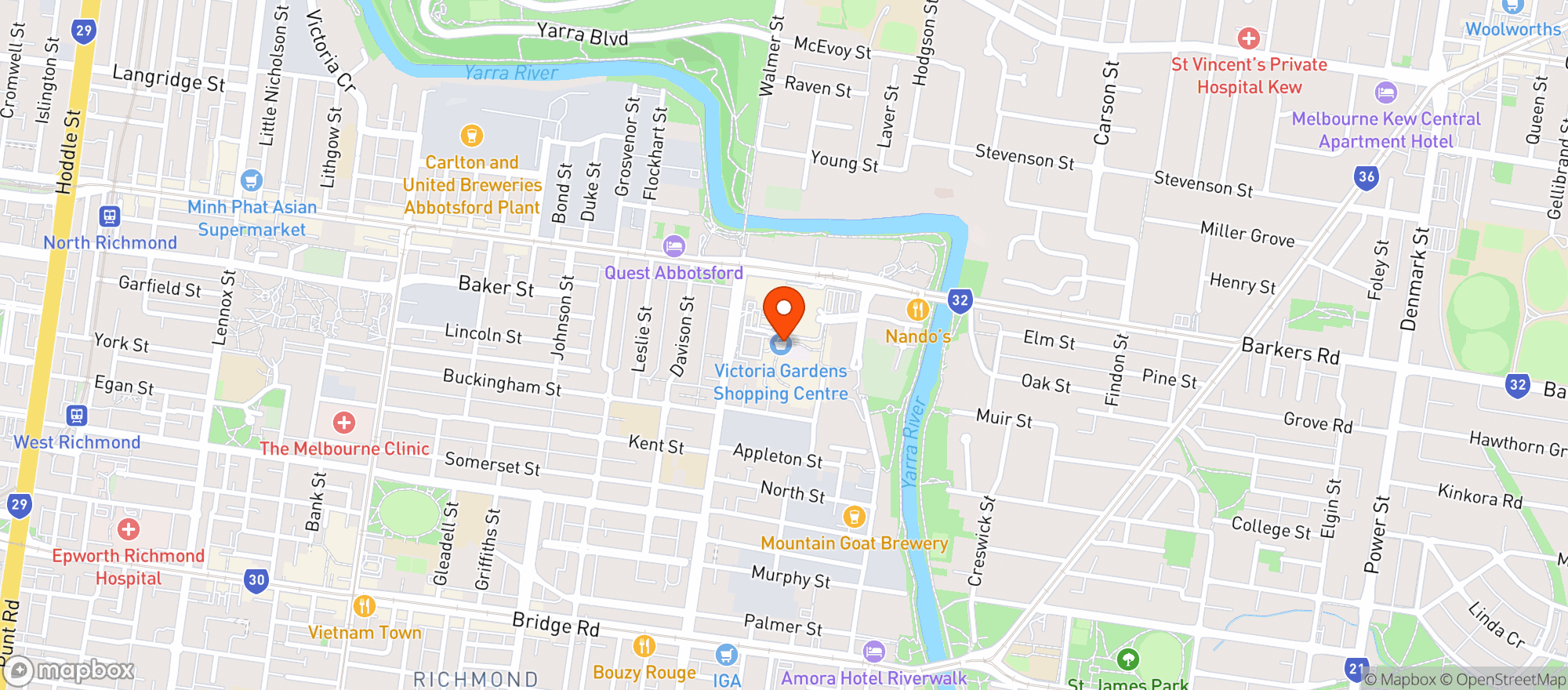Map showing Liquorland Victoria Gardens